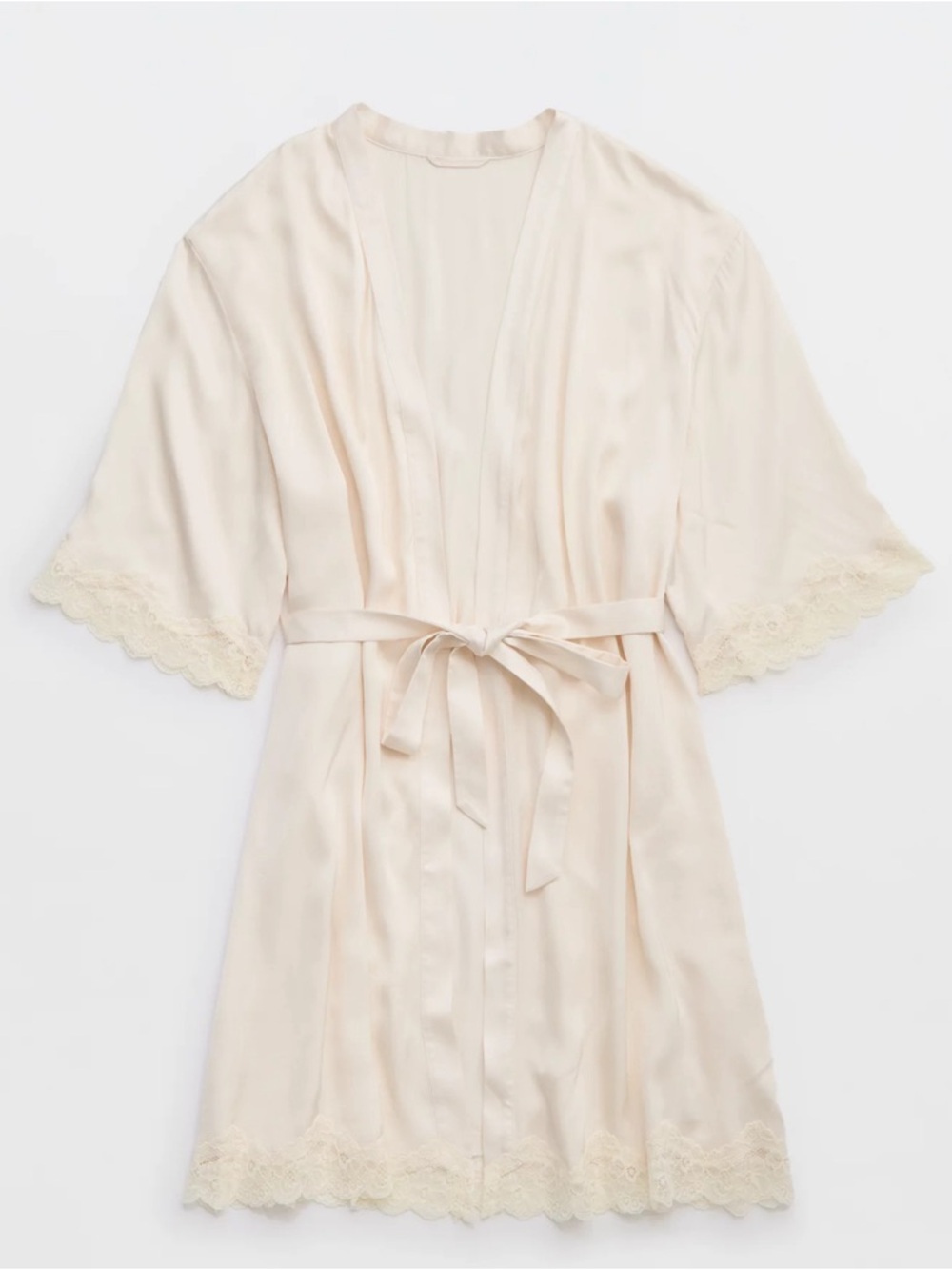 Aerie Off-Duty Satin Robe in cream size medium NWT - Picture 3 of 13